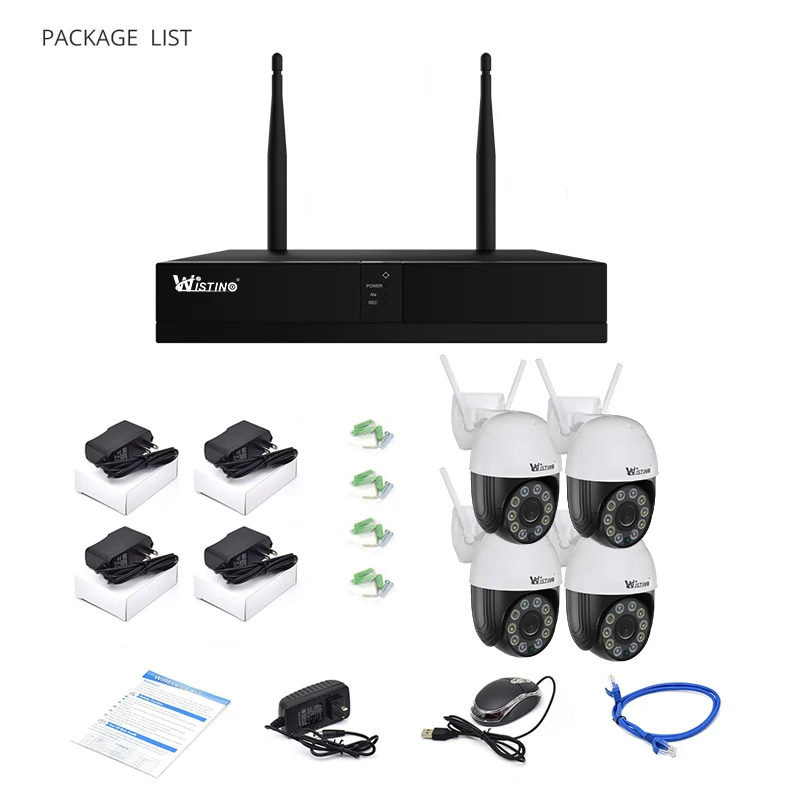 Wistino 4MP Outdoor Waterproof Audio Ptz Cctv Camera Colorful Night Vision PTZ Wifi Kit 4 Channel Cctv