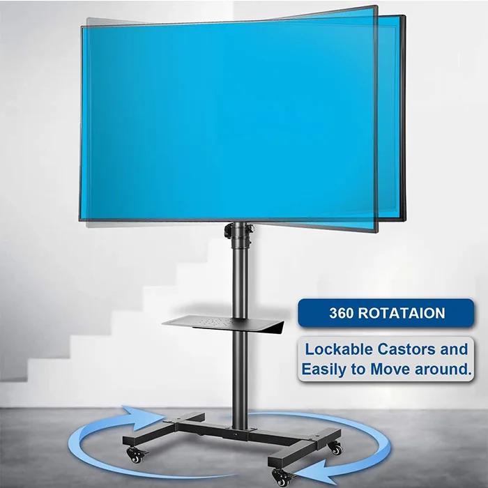 
ML-02 Modern Mobile Monitor Mount Television Stand for Two Screens with Wheels/TV Stand for 55 inch Plasma Screen 