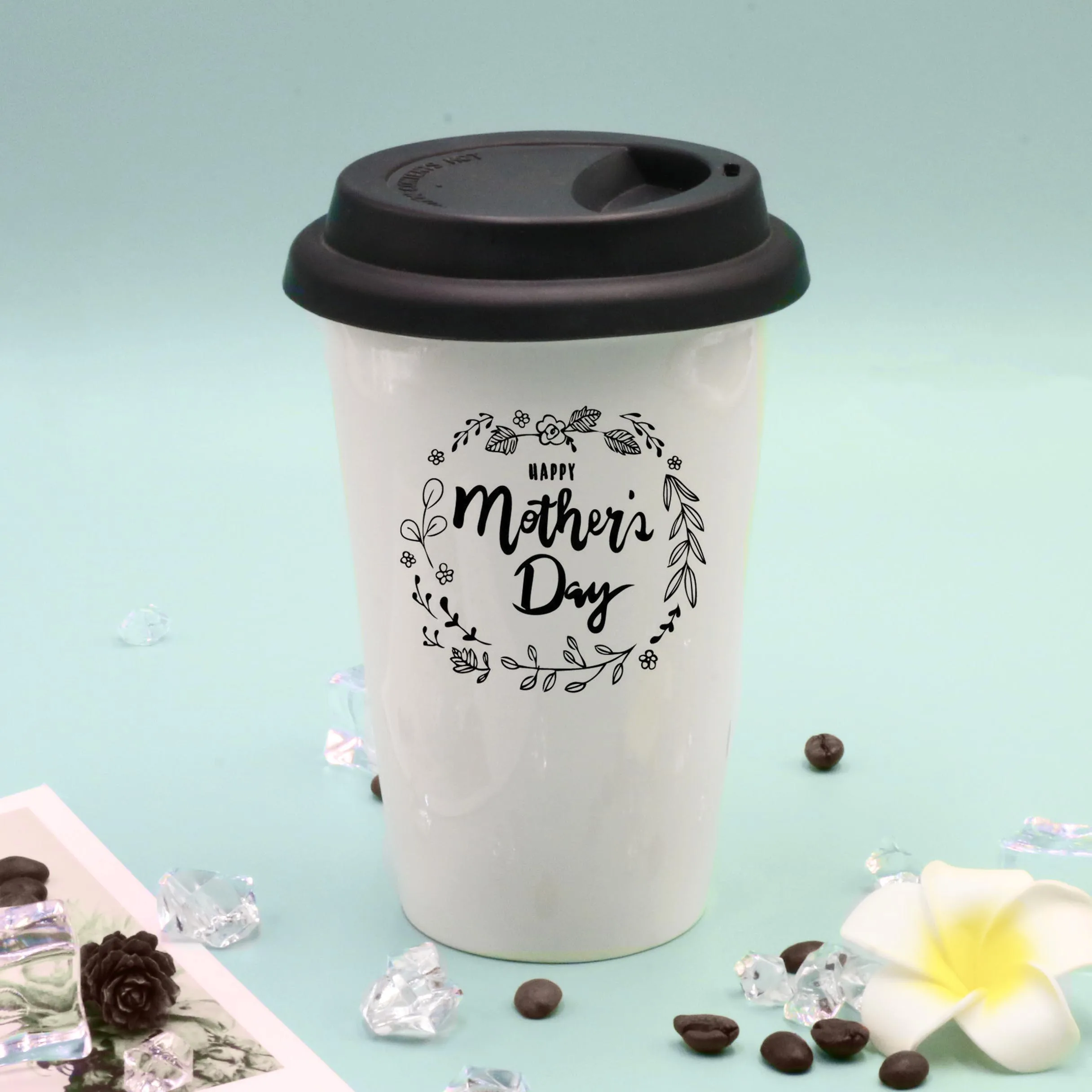 Porcelain Coffee Mug Ceramic Travel Mug Cup Ceramic Mug With Silicon Lid no Handle