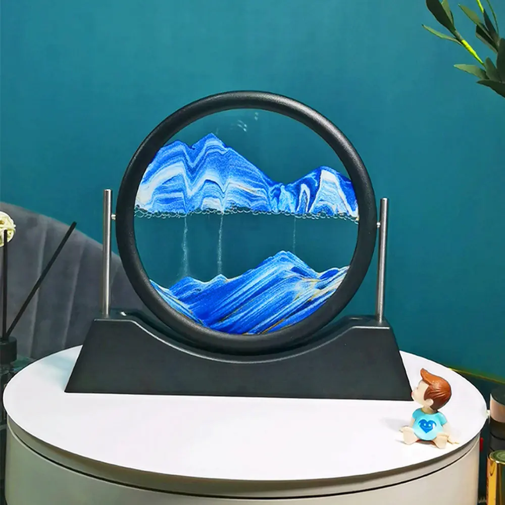 Wholesale 12inch 3D Sand Clock Hourglass Timer Landscape Quicksand Painting Round Glass Hourglasses
