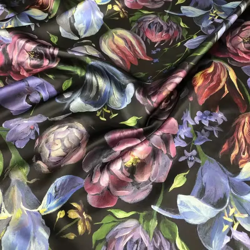 China manufacturer 22 momme pure silk satin charmeuse fabric printing service