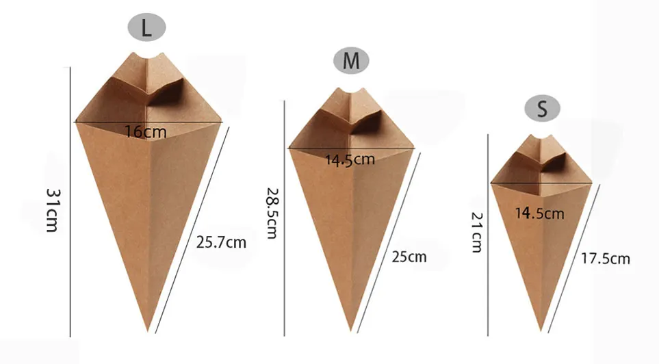Heepack Paper Boxes For Fast Food Kraft Paper French Fries Potato Chips Snack Cone Box