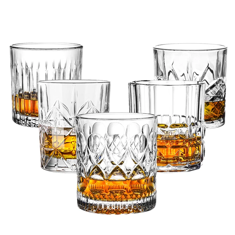 wholesale Factory direct crystal lead free 24 Specs  whiskey glass for Bar high quality tilting rock whisky glasses cup