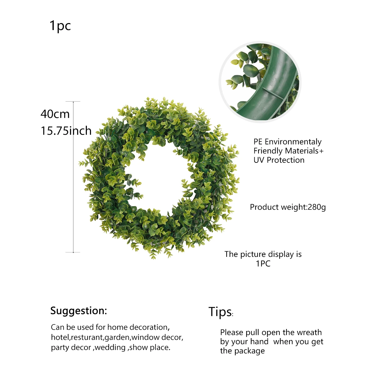 Hh-53 Wholesale Front Door Green Faux Pine Artificial Wreath For Christmas Home Party Rattan Decor Design