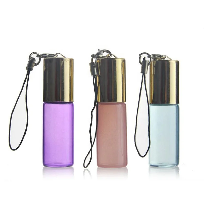 2ml 3ml mini  glass decoration perfume bottles dropper glass bottle with key chain