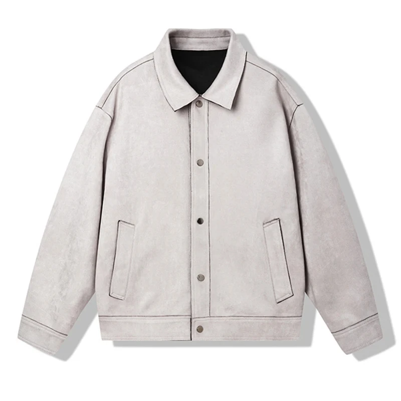 Custom Leisure Jacket Single Breasted Suede Men Coat