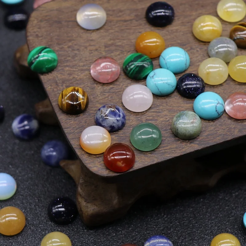 Natural Gemstone10mm round half cut Cabochon loose bead quartz agate no hole round Cabochon beads for Ornament material