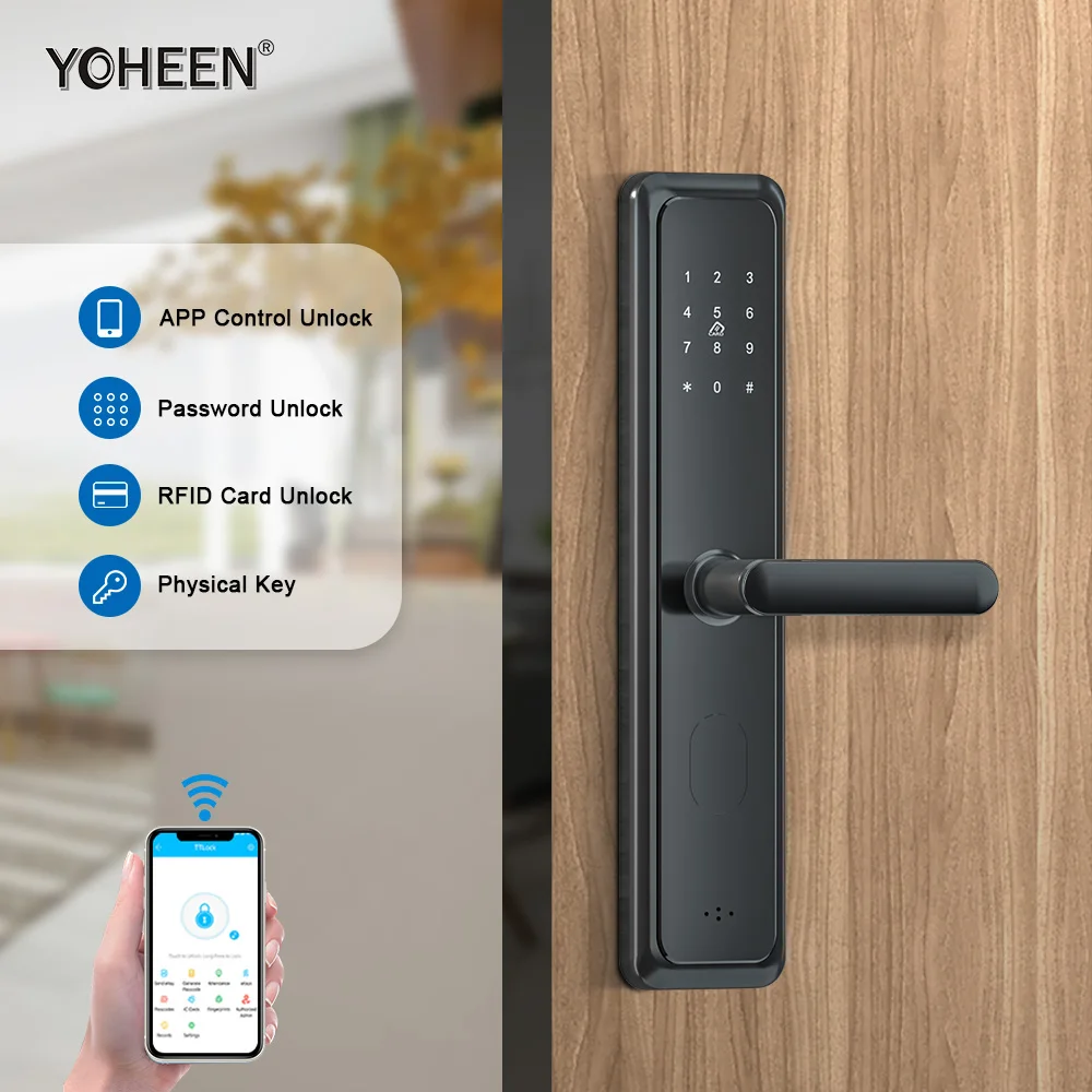 Waterproof App Door Lock Electronic Rfid Digital Locks Intelligent Wifi Ttlock Smart Lock Aluminium Alloy Cloud Bluetooth