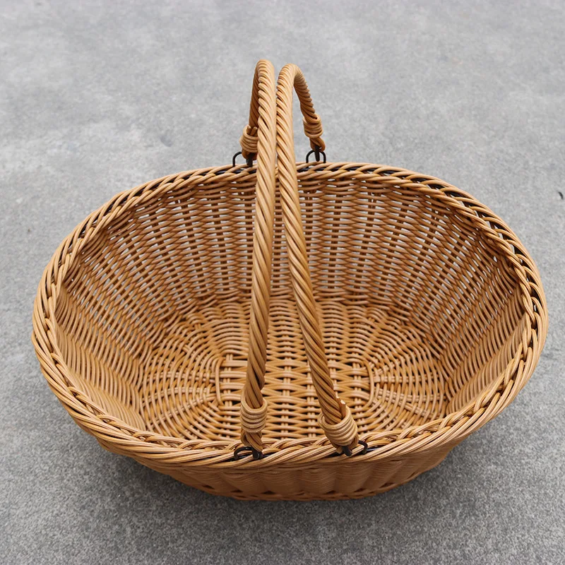 rattan woven storage basket rattan basket for vegetables and fruits picnic basket wholesale