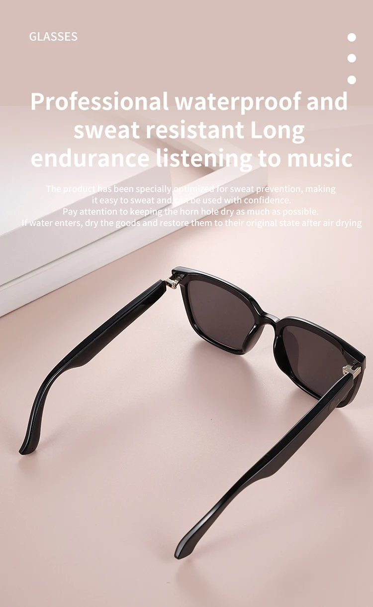 Women MZ07 fashion OEM smart glasses with BT call Anti Reflective Black Shades Sunglasses