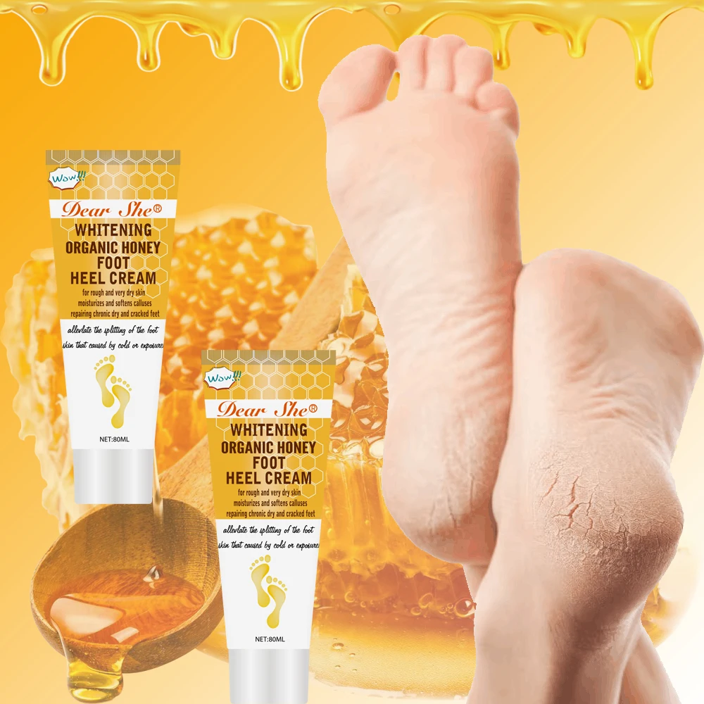 Private Label Dear She Whitening Organic Honey Essence Foot Heel Cream Moisturizing Softens Calluses Repairing Nourishing Skin