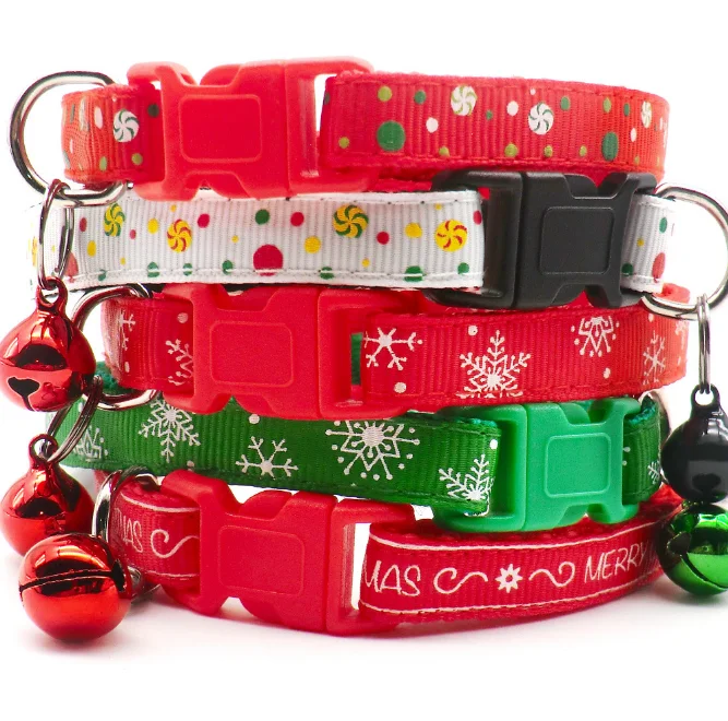 New Year Pet Supplies Cat Accessories Buckle Christmas Cat Bow Collar for Small Dogs