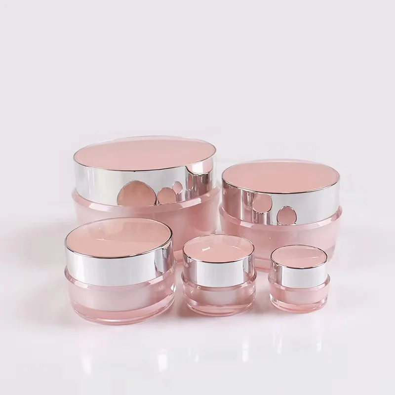 15g  20g 30g 50g  pink cylinder round shape acrylic cream jar / cosmetic jar / eye cream container for skin care