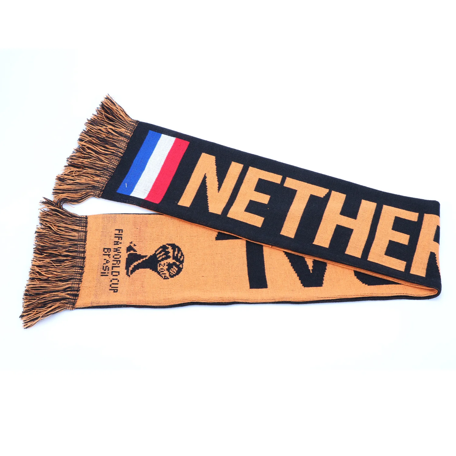 Wholesale Custom Slogan Jacquard Knitted Scarf  Club Fan Scarf Football Scarf with Tassel