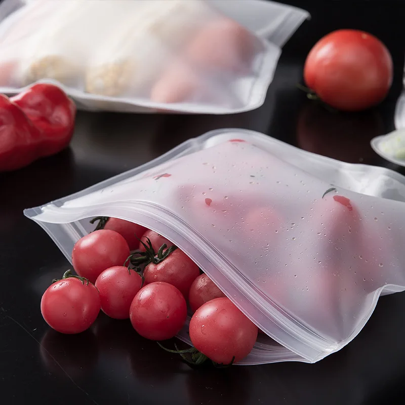 Hot Sale Refrigerator Eco Friendly Zipper Leakproof Freezer Bag Washable Reusable Silicone Food Storage Bags
