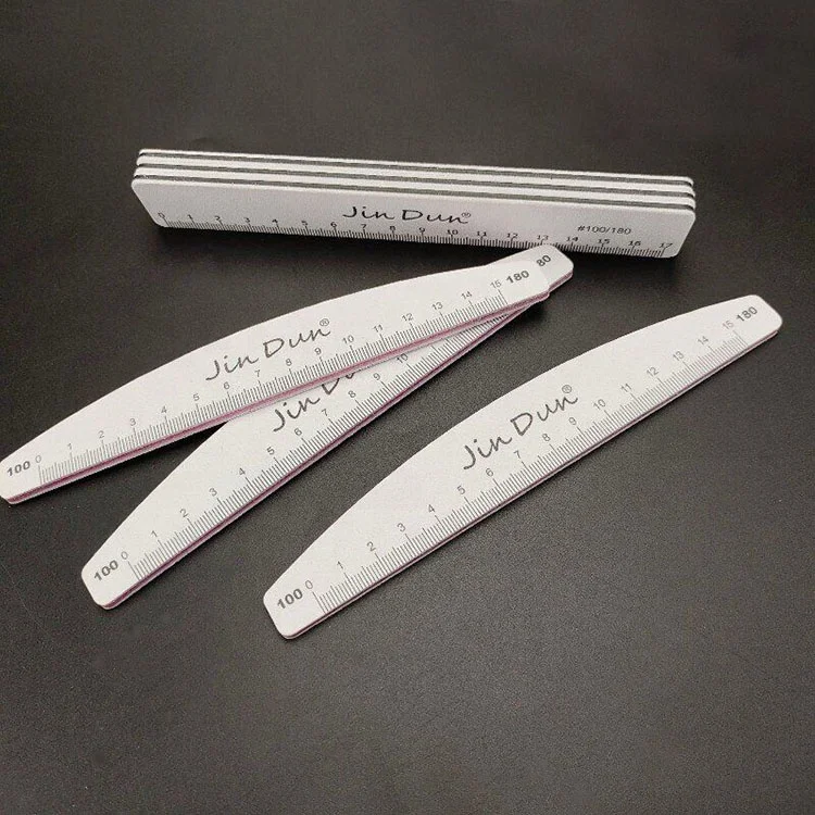 Factory Price Top Quality Many Grits Nail File Washable Gray Square Files Custom Printed Half Moon Foam File