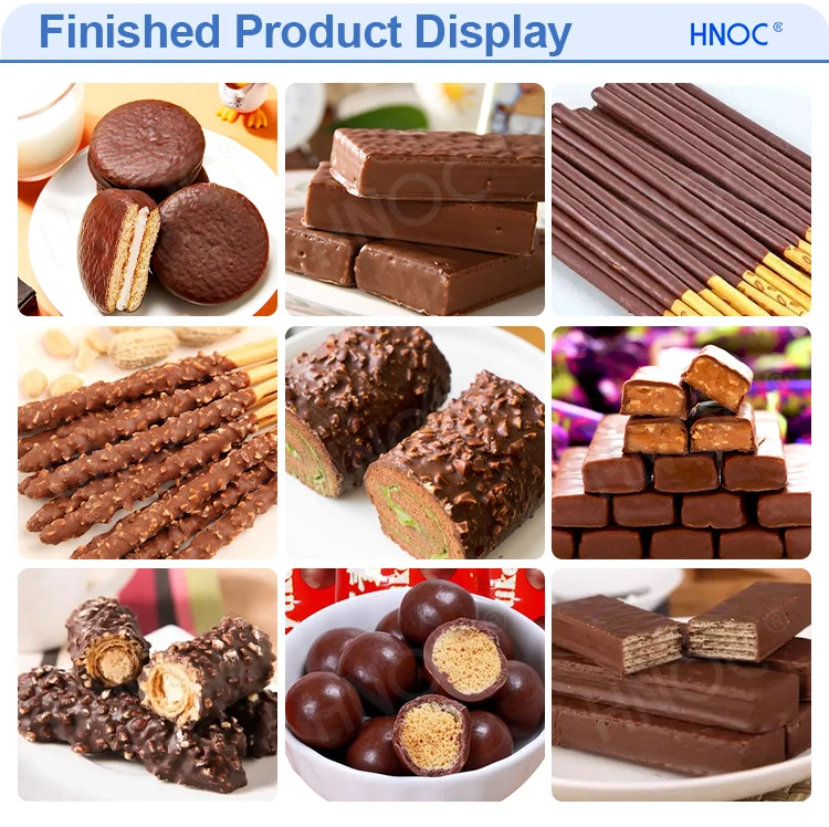 HNOC Chocolate sugar coating machine conveyor belt chocolate bar coating line snack chocolate glaze machine