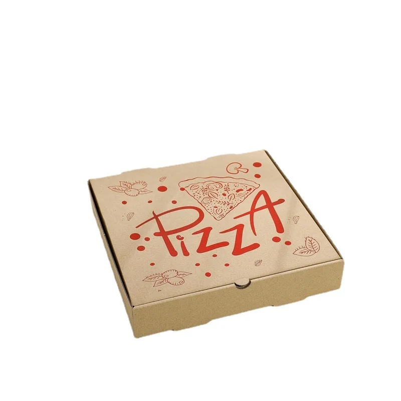 Custom Printed Biodegradable Rectangle 10 12 14 16 18 Inch Corrugated Cardboard Take Away Pizza Carton Packaging Boxes