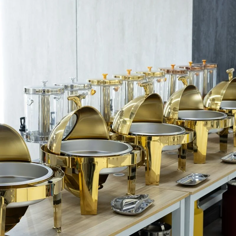 Hotel Buffet Commercial Equipment Food Warmer Stainless Steel Top Round Clamshell Chafing Dish Warmer For Party Chafing Dishes