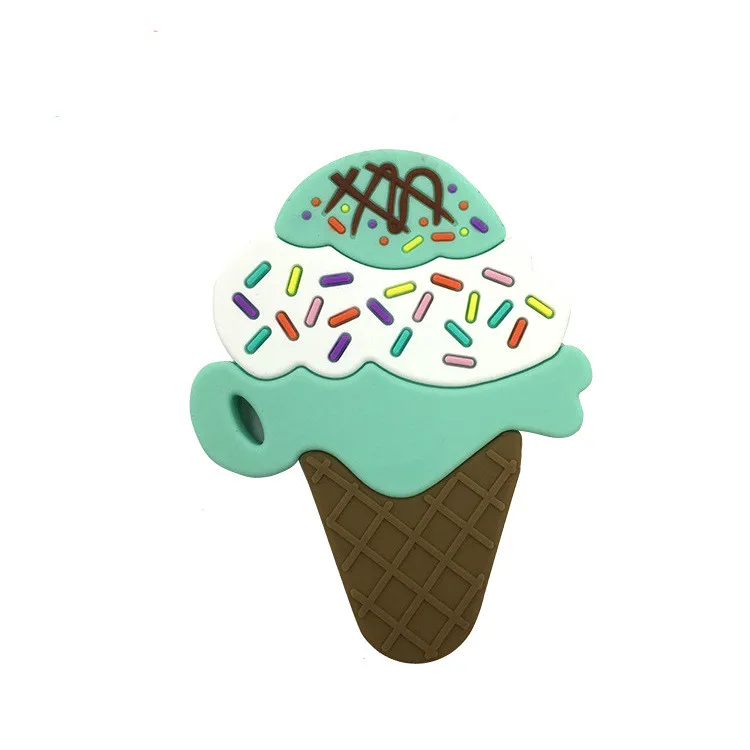 High quality non-toxic factory ice cream rubber teething teether chew toy for baby ice cream shape silicone baby teether