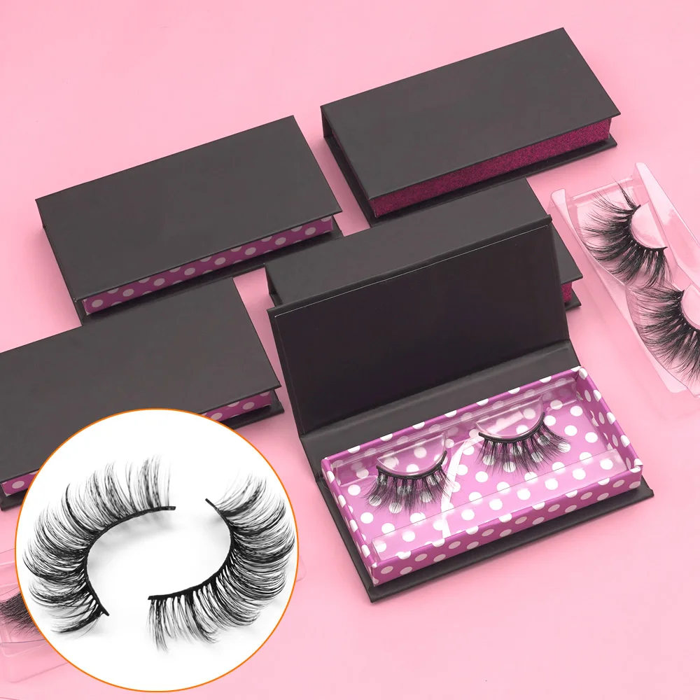 Faux Mink d Curl Strip Eye Lashes Wholesale Black 3d Natural Eyelash Packaging Box Private Label Custom Eye Lash Box Case