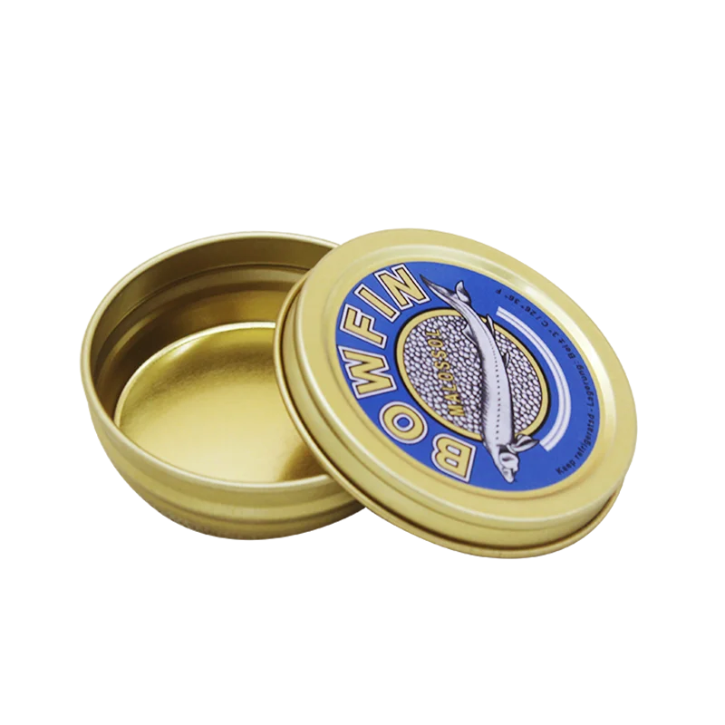 High Quality round Metal Tin Can Food Grade Empty Container Vacuum Caviar Tin Box for Caviar Storage
