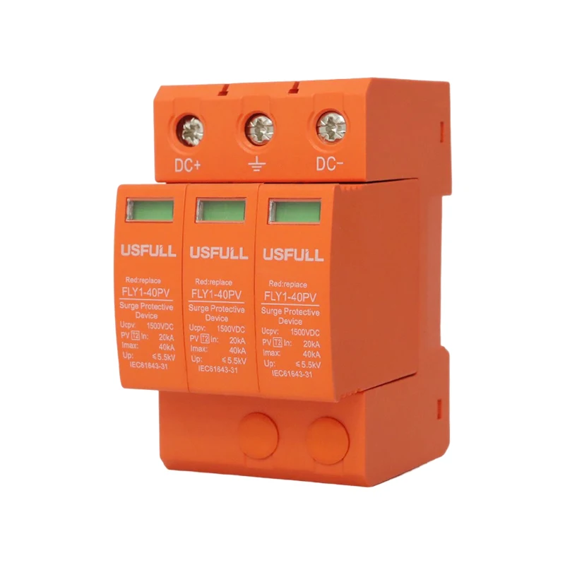 USFULL Surge Arrester PV SPD Solar Surge Protector 40KA 600V 2P 3P DC Surge Protective Devices Lightning Protection & Earthing