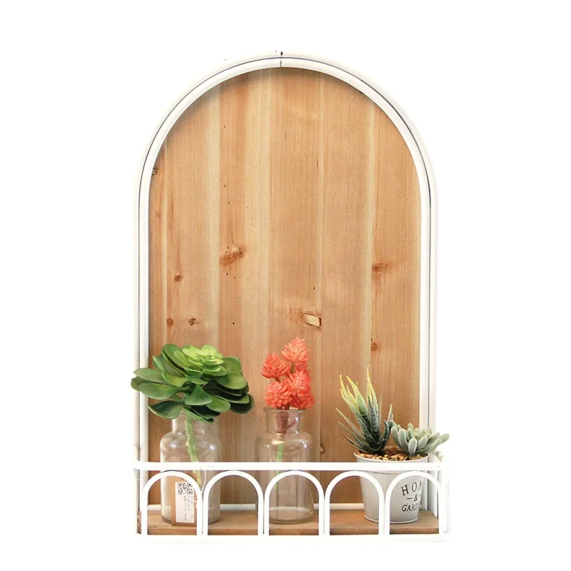 Modern Arch Shape Decorative Wood Metal wall mount floating storage Shelf for home decor