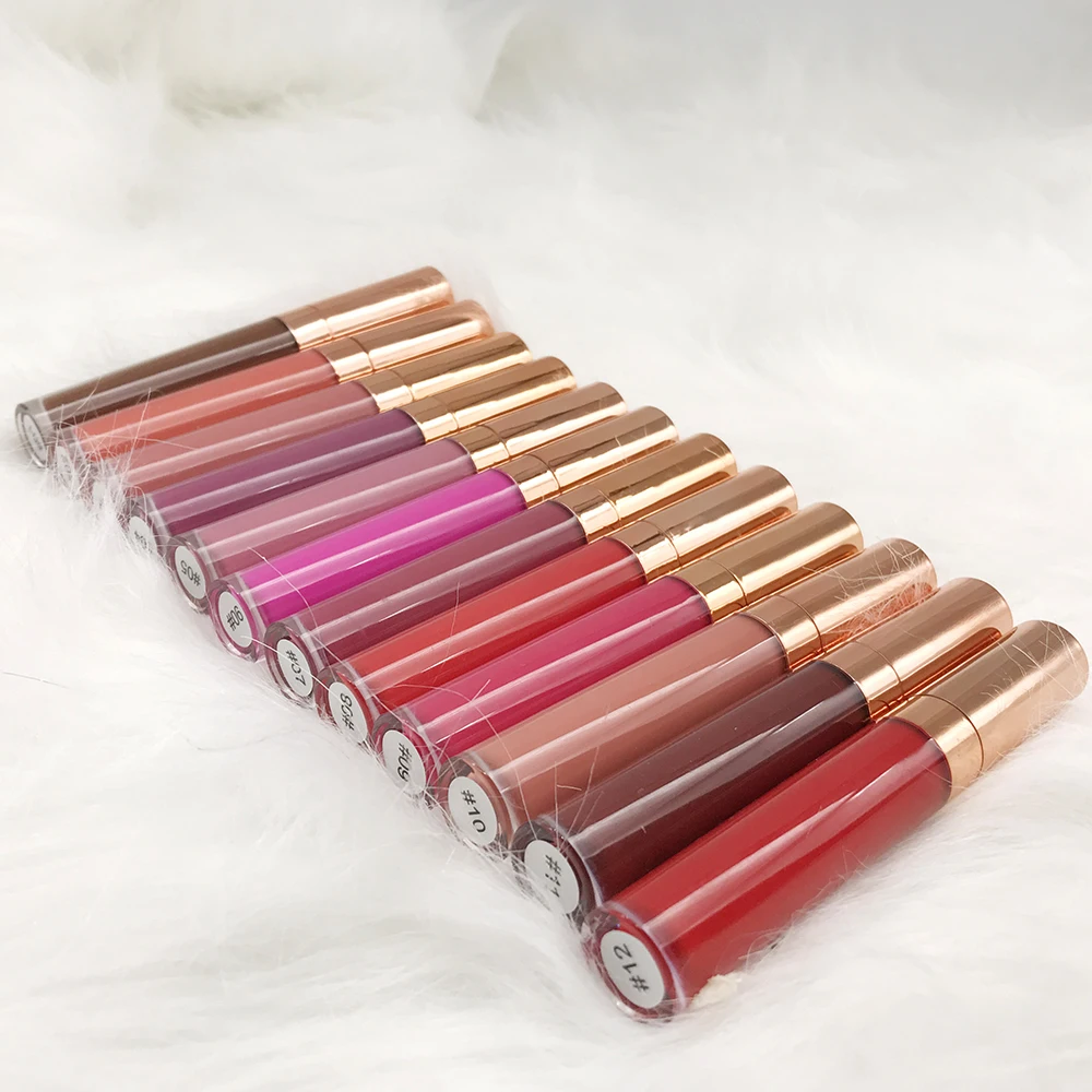 New colorful waterproof liquid matte lipstick private label Long Lasting red lip stick makeup custom pink box Low MOQ vendors