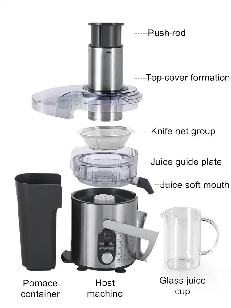 High-power Juicer Fresh-fried Fruit Vegetable Household Black Electric Plastic White Stainless Steel English 01 Portable Juicer