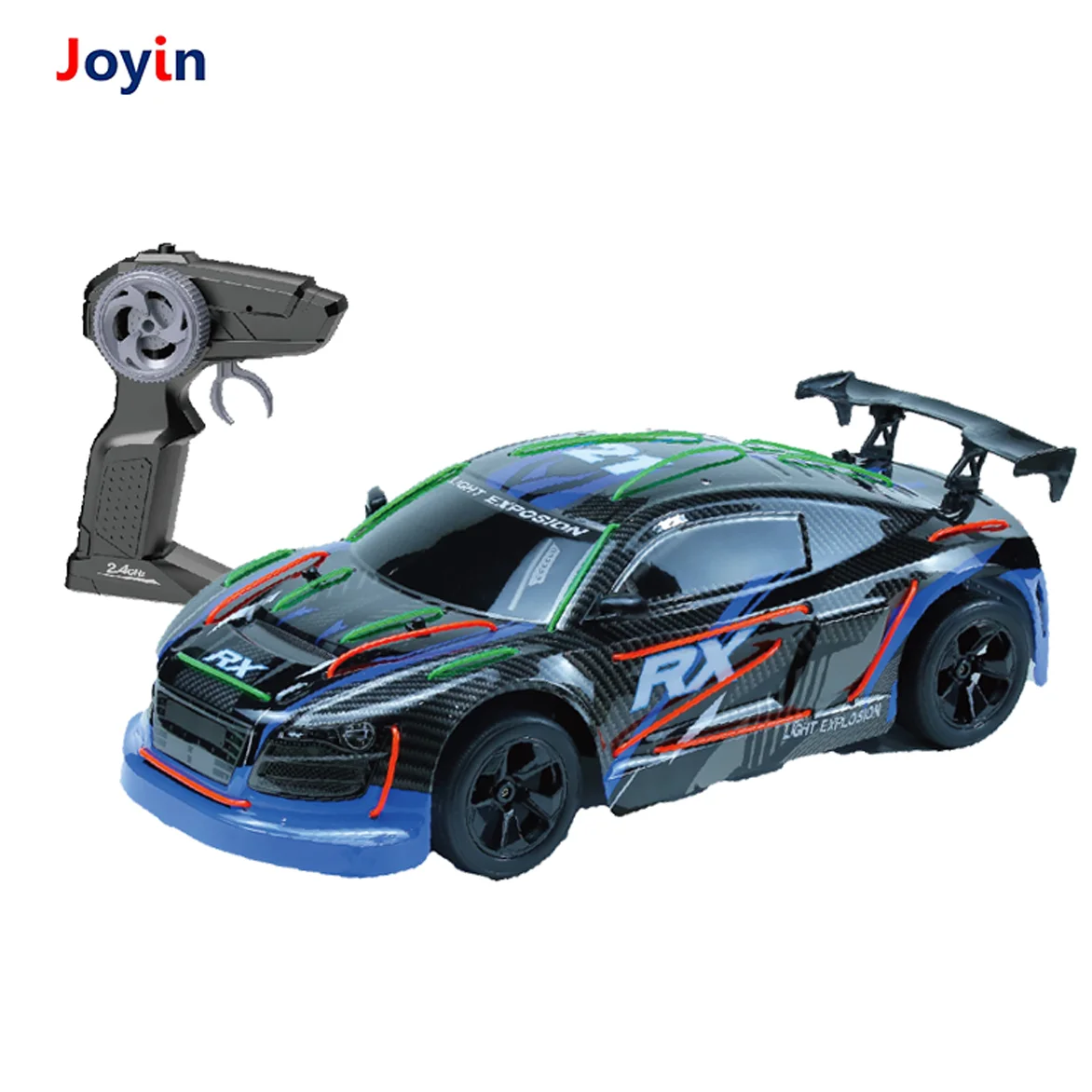 2.4 GHz 1:12 Scale Kids Toys 2024 Neon Car Streamer Light 3 Modes Flashing Remote Control RC Cars 10KM/H