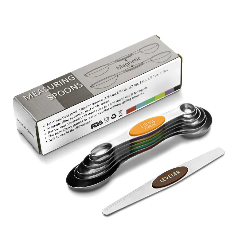 
7 Pack Amazon Best Sell Home Kitchen Accessories Baking Tools Magnet Stainless Steel Measuring Spoons 