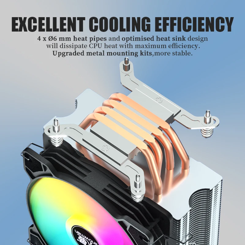 SNOWMAN Popular ARGB  4 Heat Pipes cpu cooler PWM 4 Pin  PC cooler  Intel AMD LGA 1700 115X AM5 AM4 CPU Cooling Fan