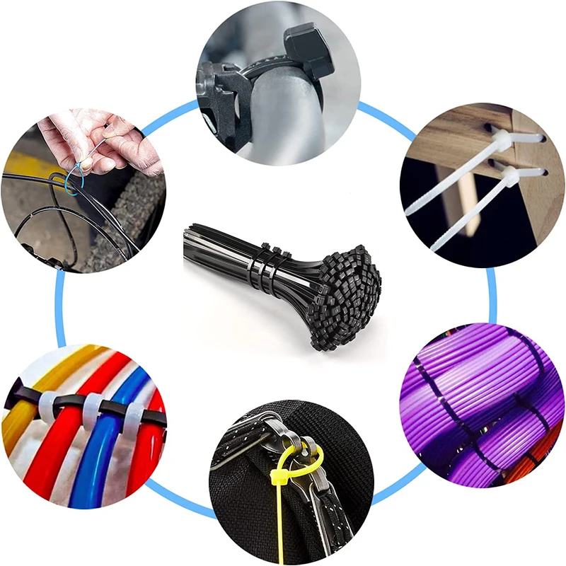 Self-Locking Network Nylon Plastic Cable ZipTie Cord Strap black for Nylon cable tie tied with plastic cable tie