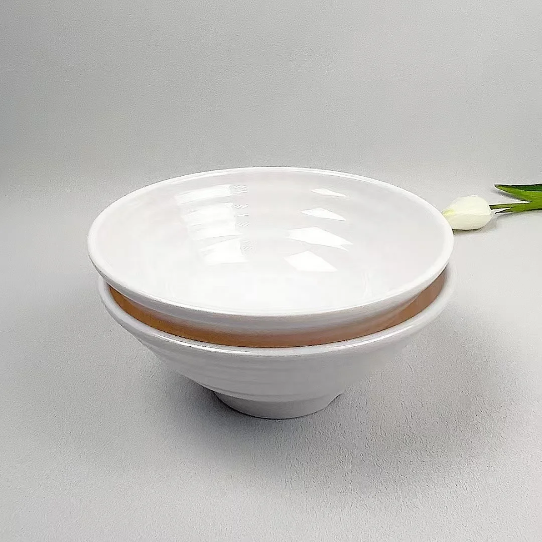 Home and kitchen durable melamine white serving noodle bowl melamine white fruit bowl  custom melamine salad bowl for restaurant