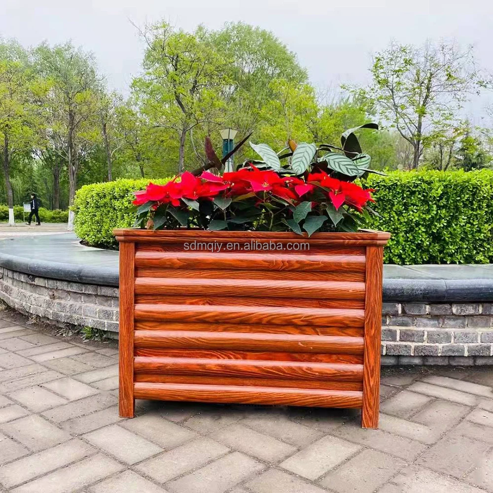 Outdoor aluminum standing decorative metal flower pots and planters box