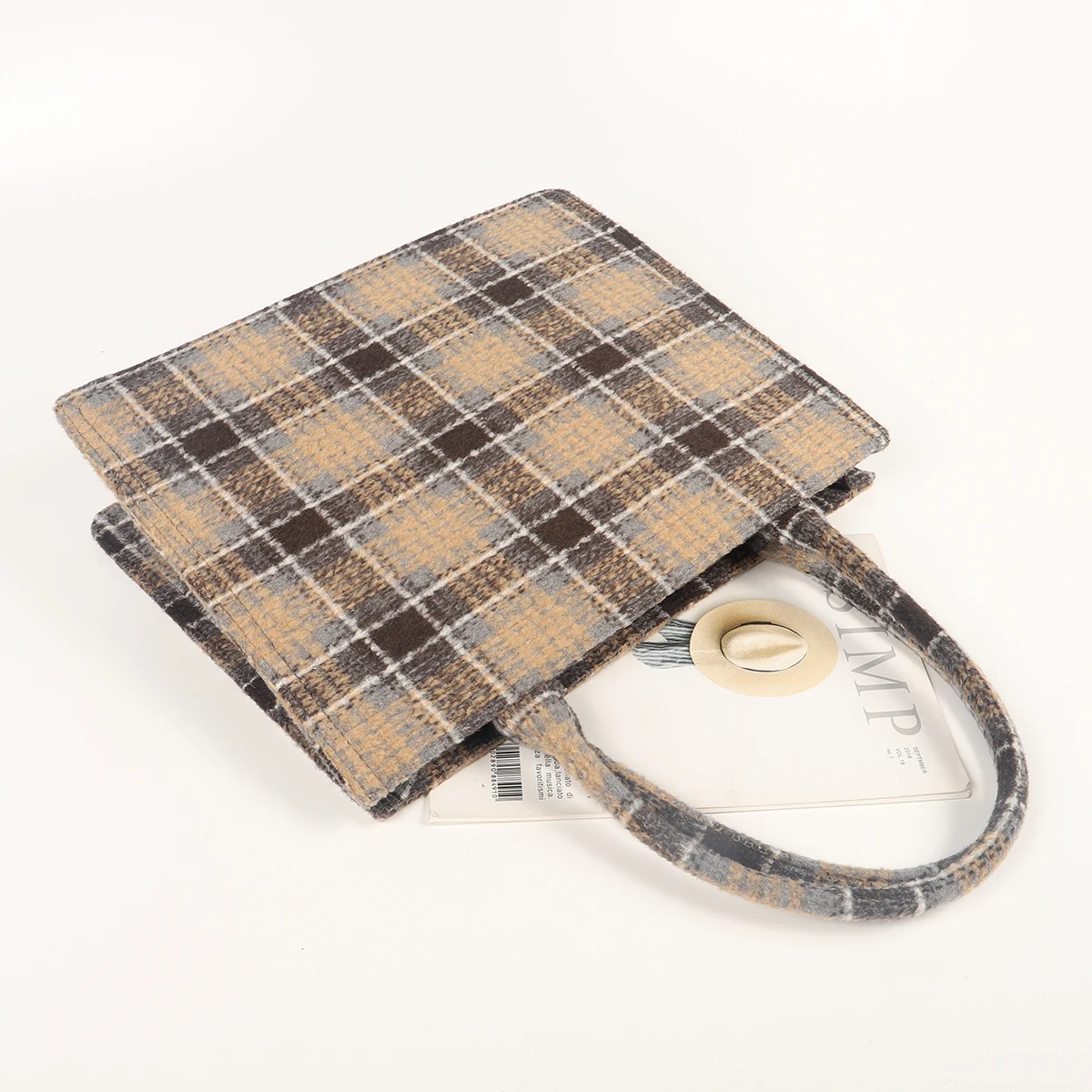 OLEI aesthetic checkered tote bag book tote bag with zipper for women flet with zipper christian book tote bag