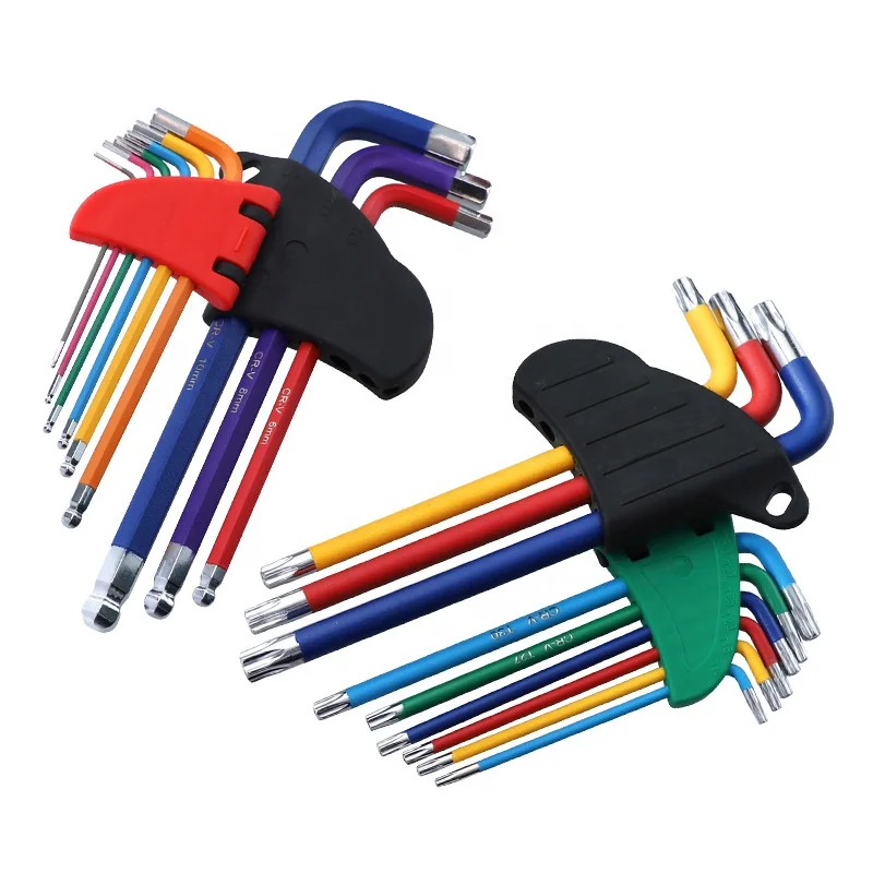 9 Piece Metric Ball End Color Coded Hex L-Key Set Hex Key Allen Wrench Set