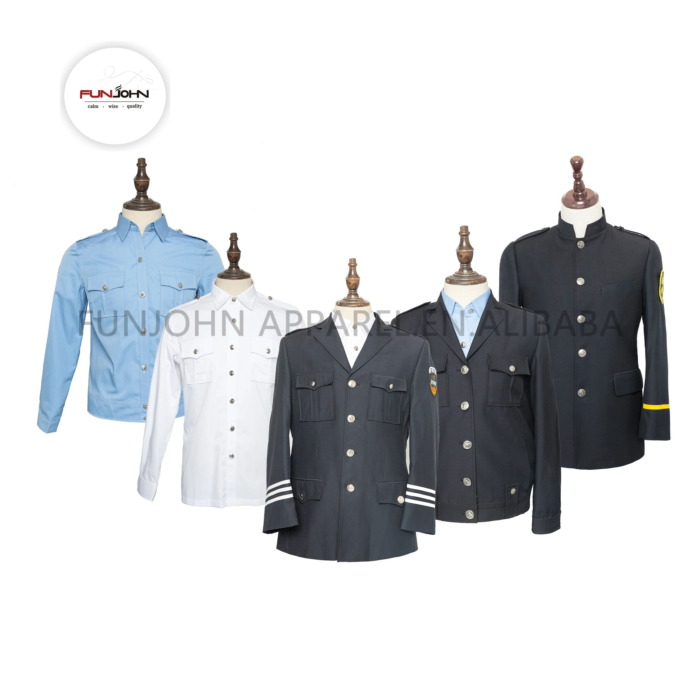 factory design plus size appaulettes TR fabric stand collar security guard uniform
