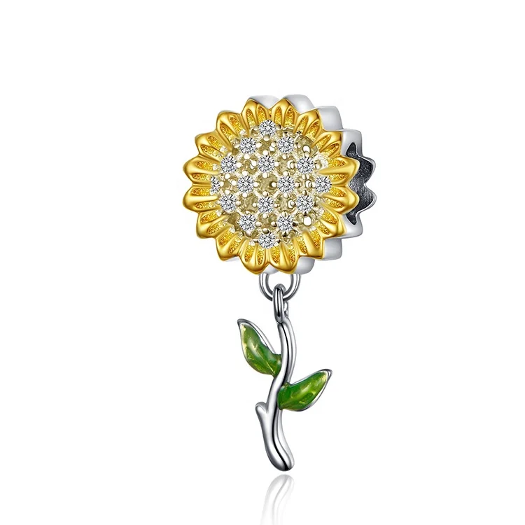
wholesale Beads Sunflower Shape 925 Silver sunflower bead For Jewelry Making 