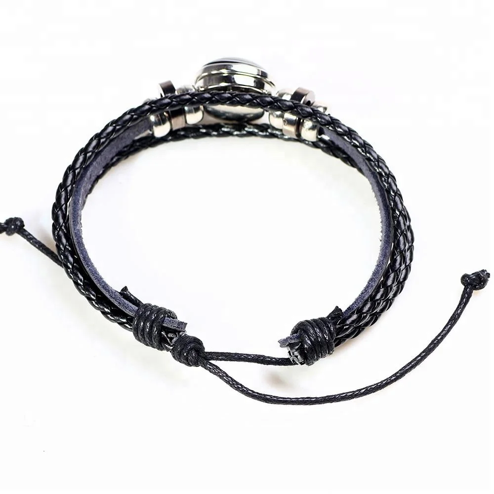 Adjustable Wrap Leather Light Luminous 12 Constellations Jewelry Zodiac Men Leather Bracelet