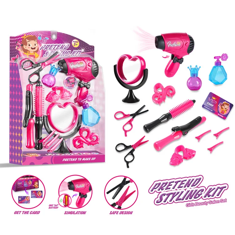 12pcs role playing electric hair dryer plastic kids makeup kit beauty fashion toys