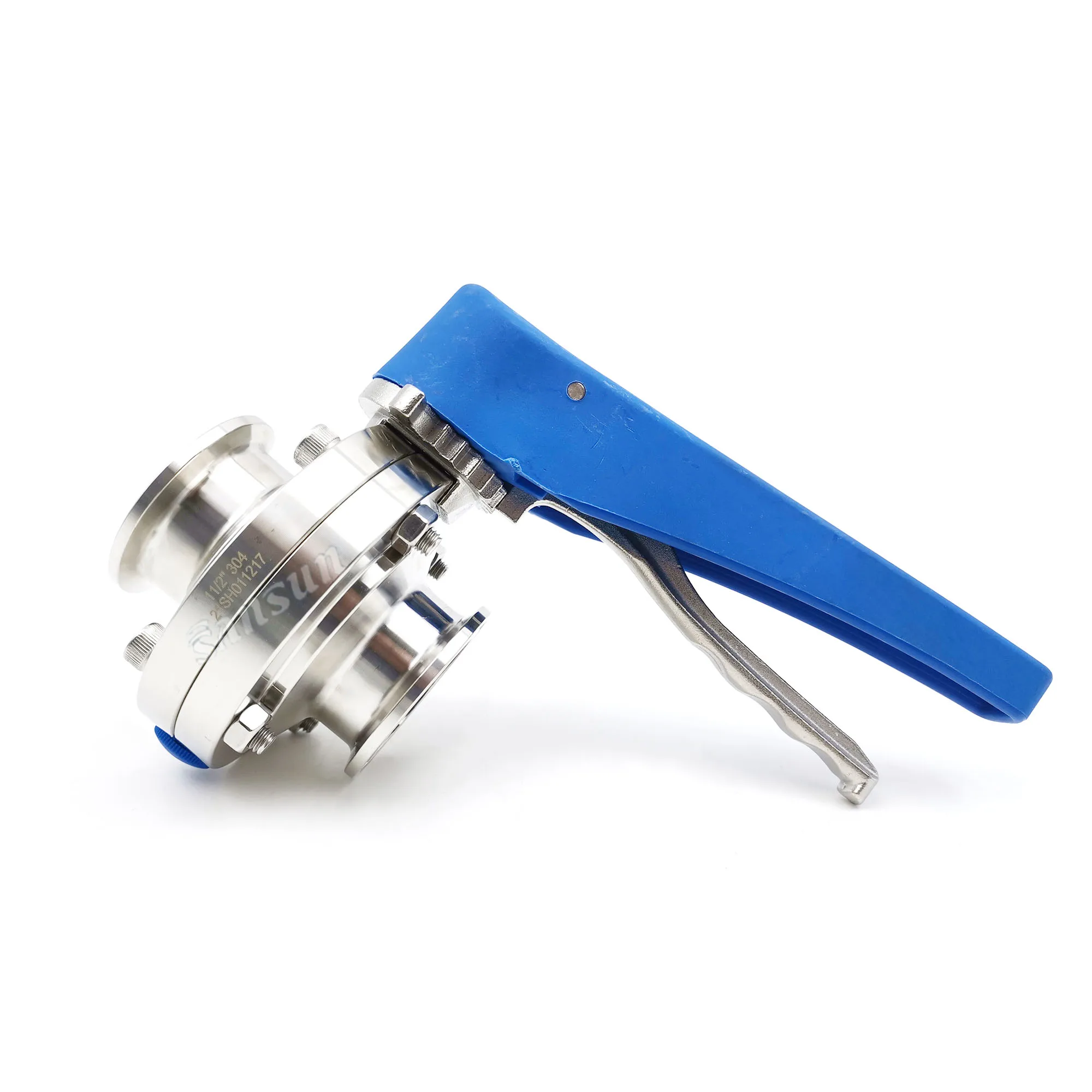 Китай санитарно-гигиеническая нержавеющая сталь Три зажим клапан-бабочка пластиковая ручка Лучшая цена