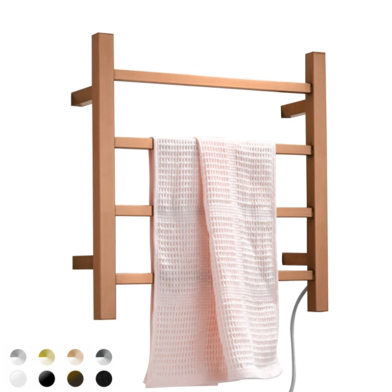 Hotel Engineering electrical heated rose gold bath towel rail towel warmer rack ladder