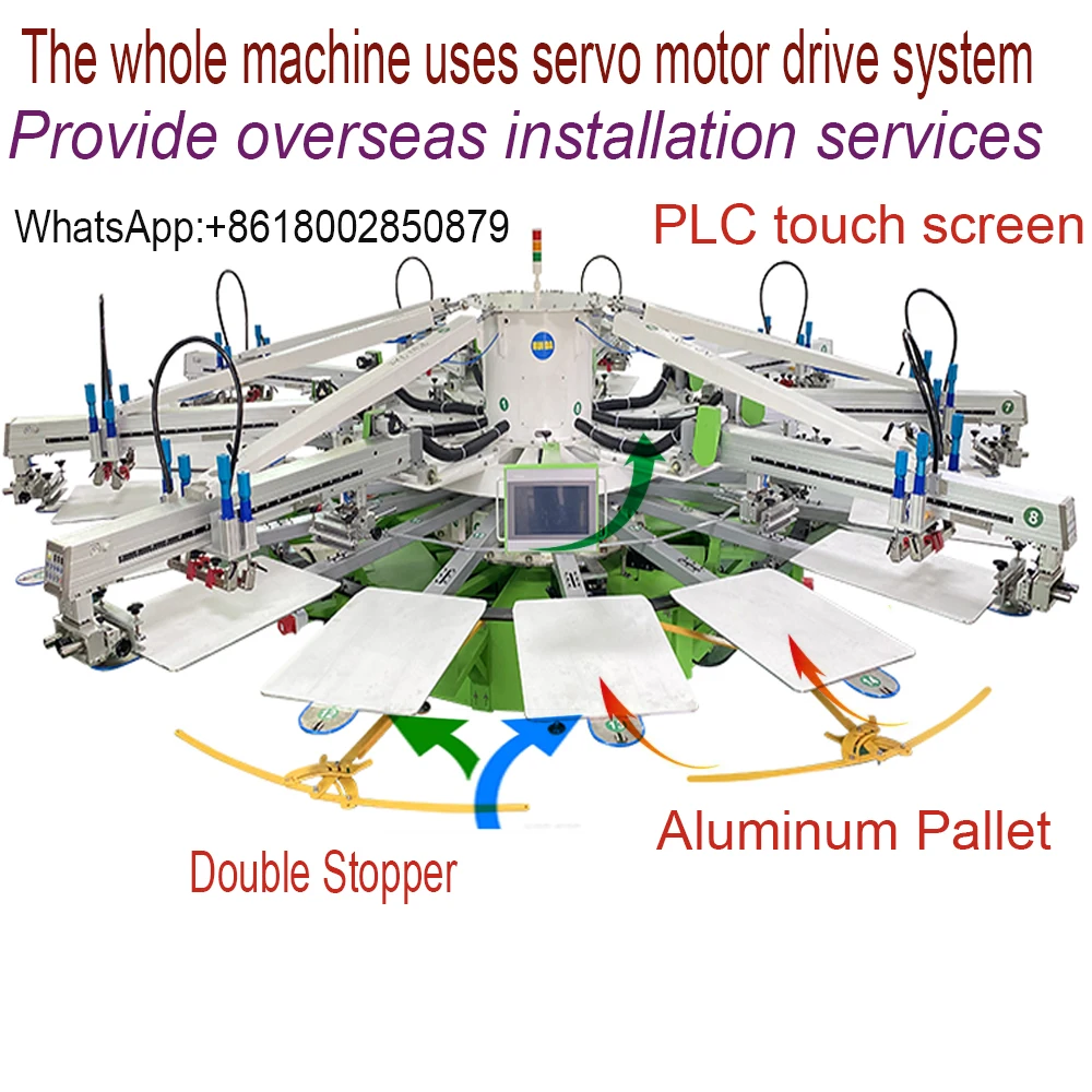 Automatic screen printing machine tshirt carousel 8 Color 18 Station
