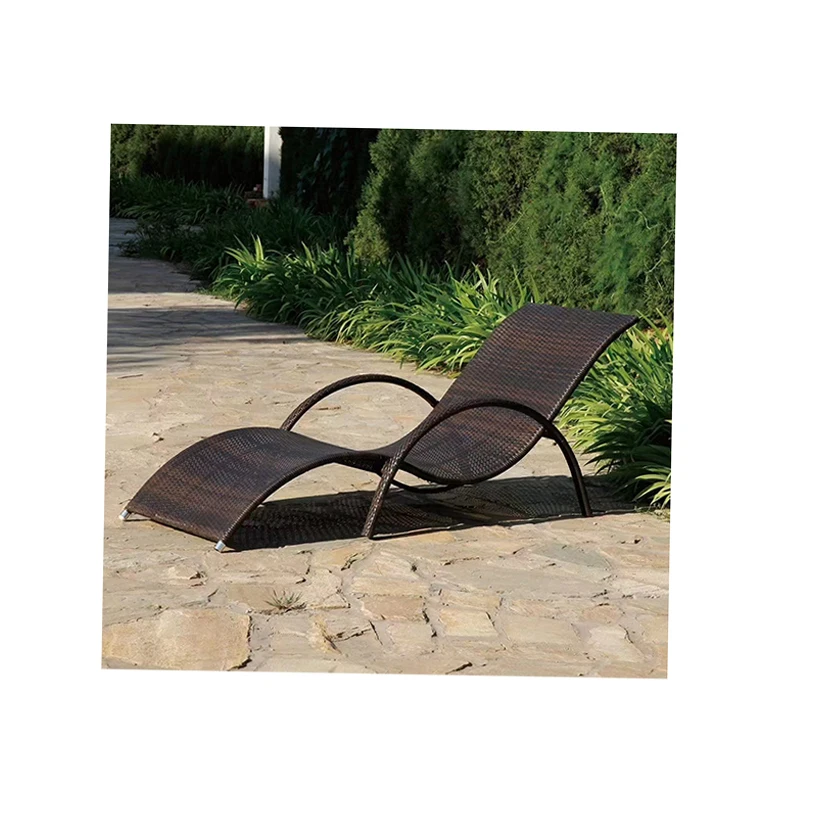 Outdoor Furniture Lounge Rattan Lounger Inside Pool Chairs Luxury Chaise Modern Double Woven Chair Resort Garden Recliner New