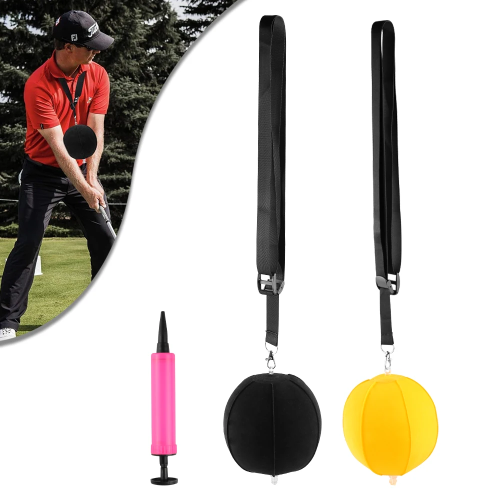 Golf Smart Ball Training Aid Impact Inflatable Balls With Air Pump Adjustable Lanyard Assist Teaching Posture Correction Trainer