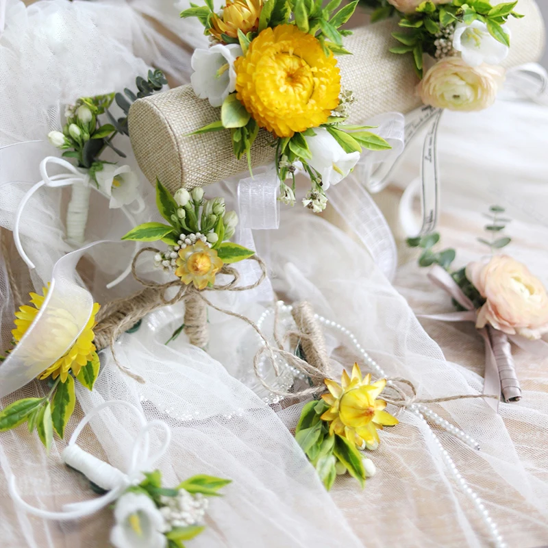 Flower Packaging Wedding Corsage Making Materials Bride And Groom Brooch