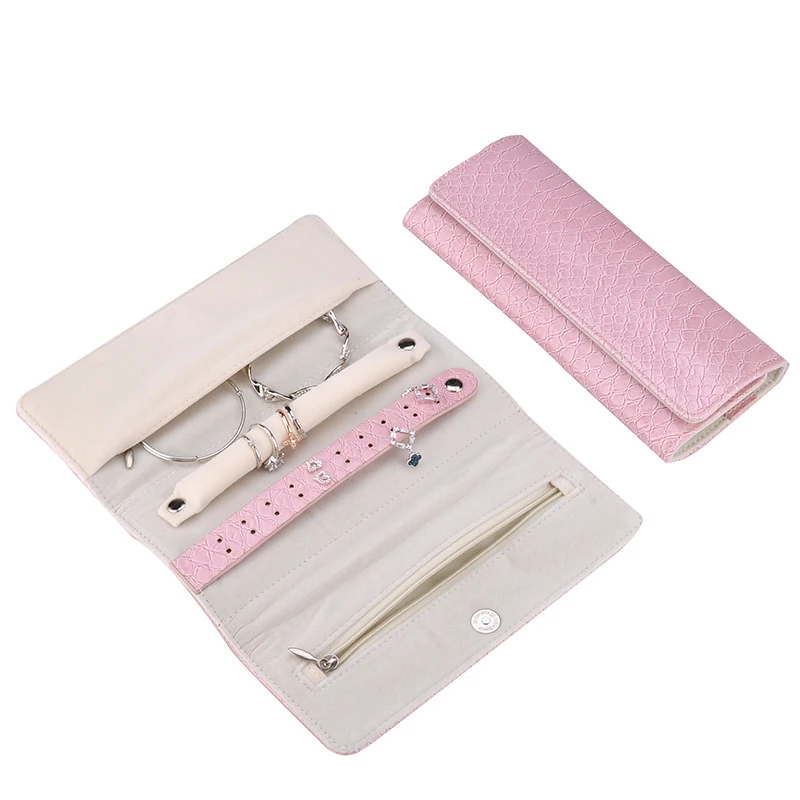 PU jewellery roll up roganizer custom logo with luxury suede travel bag leather jewelry pouch