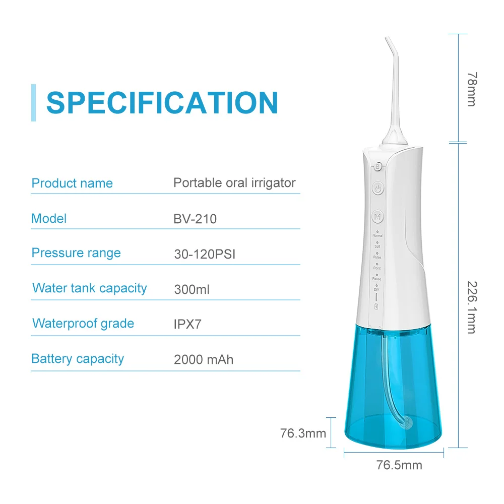 High Quality Smart electric water toothpick 300ML  water tank Portable USB  Water Flosser  Dental  Oral Irrigator with 6 modes